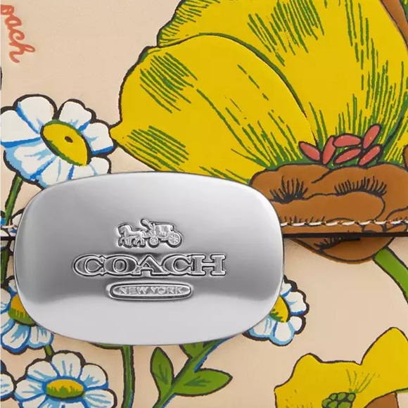 Authentic COACH floral leather snap flap card money compact wallet - Picture 4 of 13